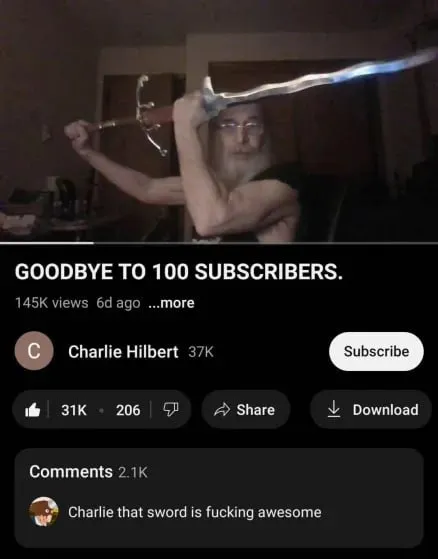 Goodbye to 100 Subscribers Sword