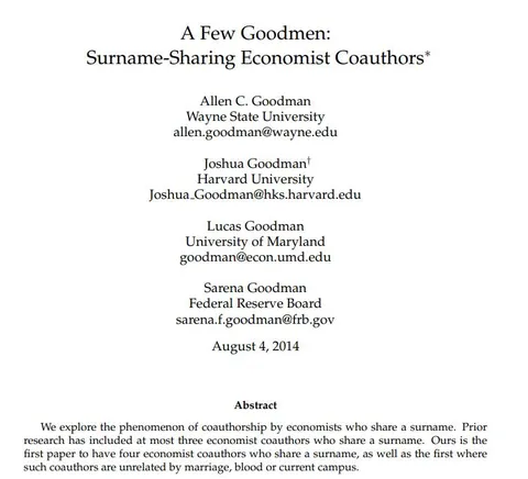 Surname-Sharing Economist Coauthors