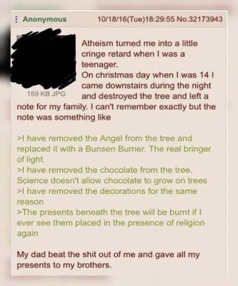 Atheist Christmas Tree Note