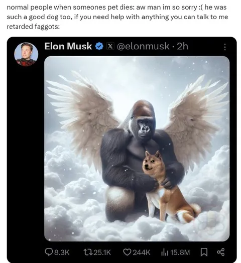 Elon Musk's Angel Gorilla Comforts Dog