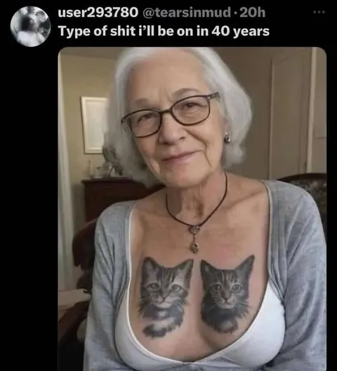 Grandma With Cat Tattoos