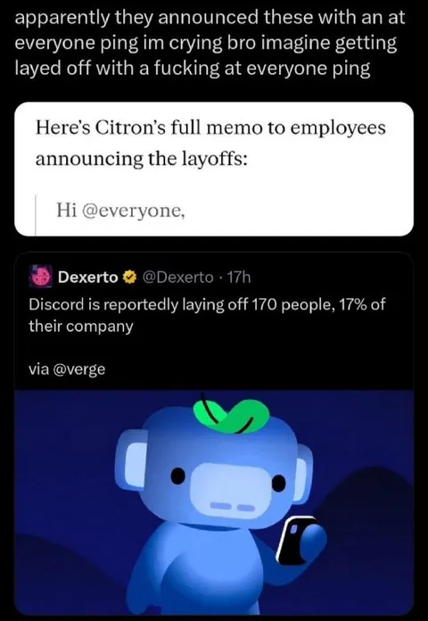 Discord Layoff Announcement Meme