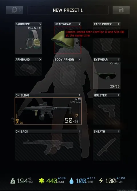 Cannot Equip Both Headset and Helmet