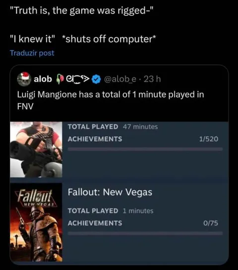 Luigi Mangione Barely Played Fallout New Vegas