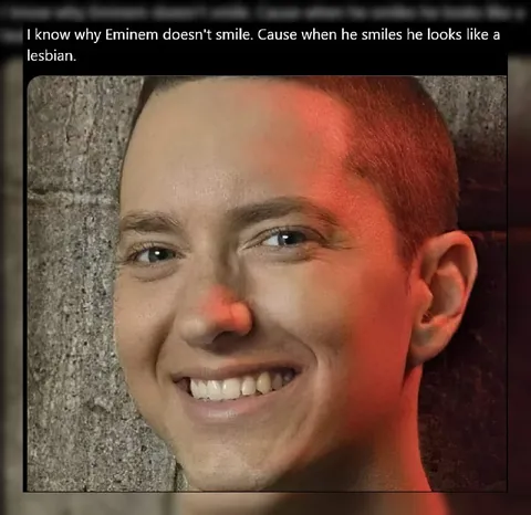 Eminem Smiling Like a Lesbian