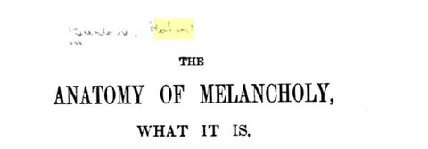 The Anatomy of Melancholy