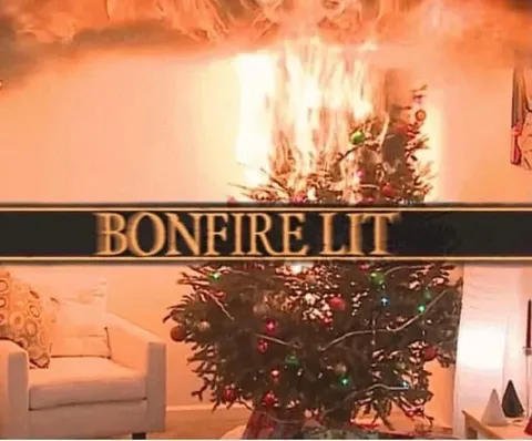 Bonfire Lit Christmas Tree
