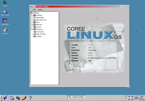 Corel Linux Desktop Screenshot