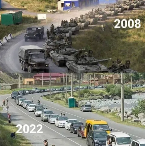 Танки в 2008, пробка в 2022