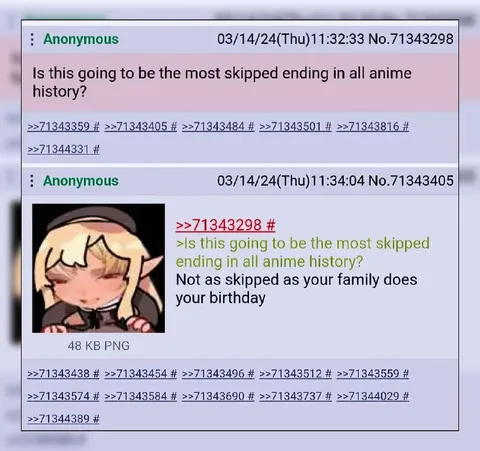 Skipped Anime Ending Birthday Joke