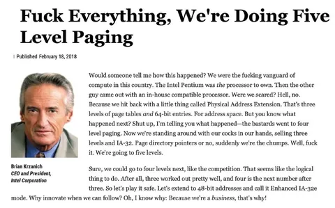 Fuck Everything, Five Level Paging