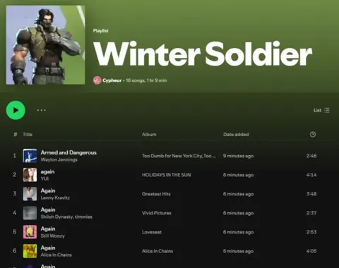 Winter Soldier Again Playlist