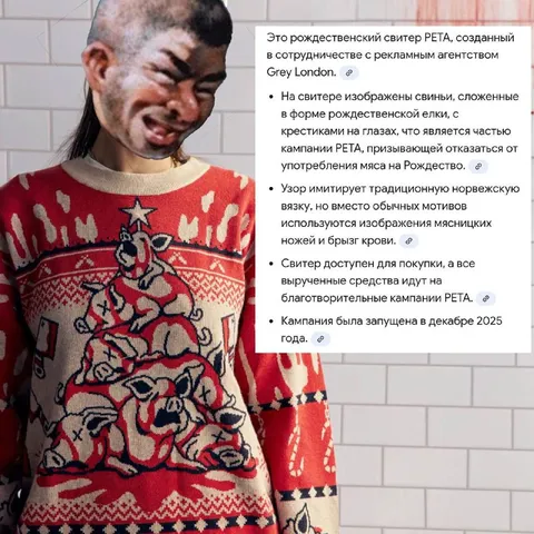 Рождественский свитер PETA