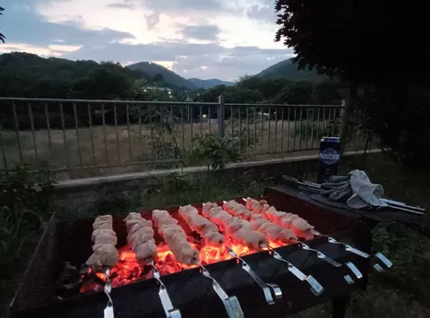 Вечерний шашлык в горах