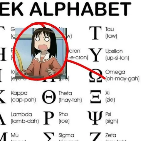 Confused Girl in Greek Alphabet