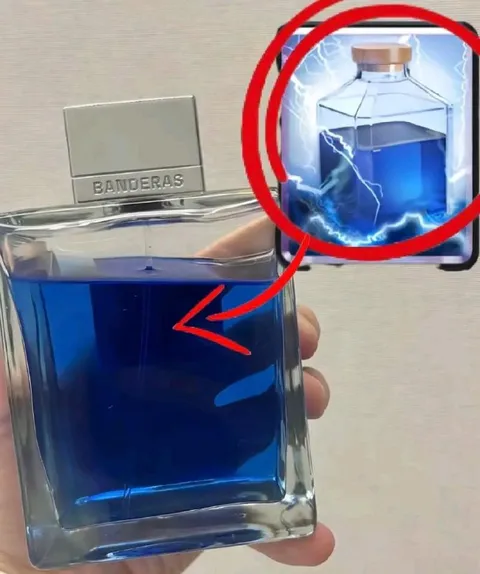 Синий флакон с молниями