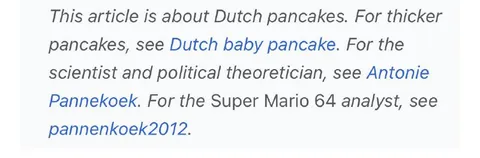 Dutch Pancake Disambiguation