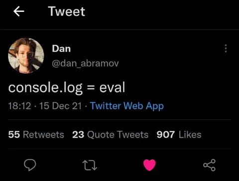 console.log Equals eval