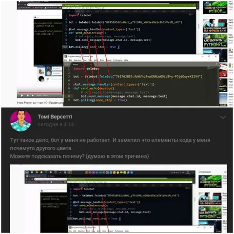 Бот не работает из-за цвета кода