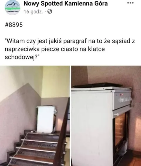 Pieczenie ciasta na klatce schodowej