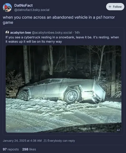 Abandoned Cybertruck in Snow