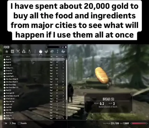 Skyrim food experiment ends badly