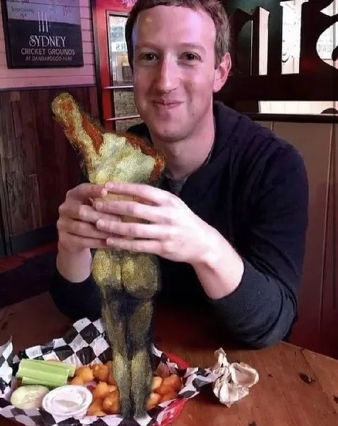 Mark Zuckerberg Holds Giant Fried Food