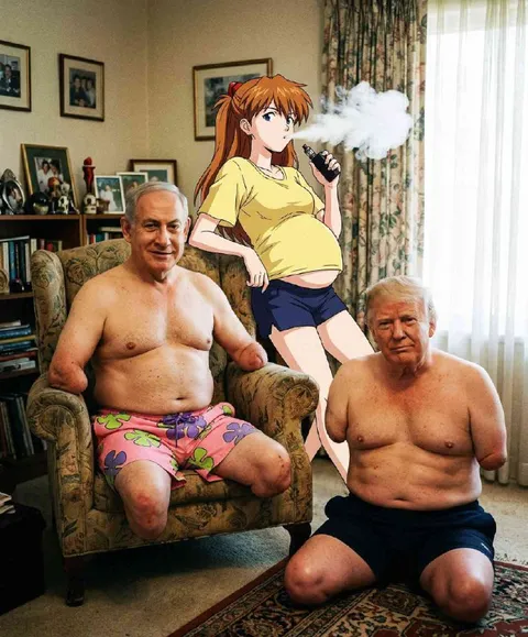 Аска курит между Трампом и Нетаньяху