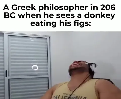 Greek Philosopher Sees Donkey Eating Figs