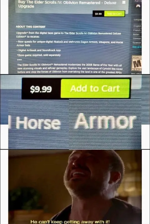 Oblivion Horse Armor Reaction