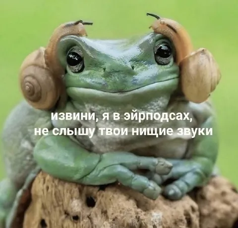 Лягушка в эйрподсах