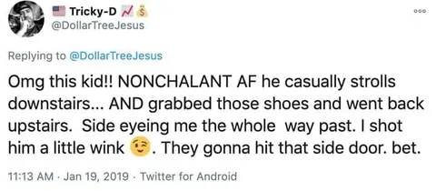 Nonchalant Kid Steals Shoes
