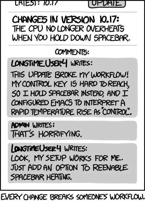 Every Update Breaks Someone’s Workflow