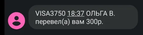 Ольга перевела 300 рублей