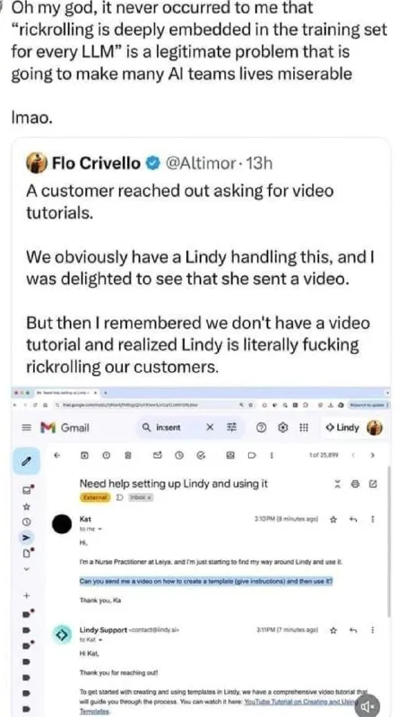 Rickrolling Customer Support