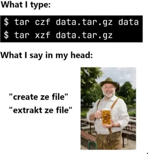 Tar Commands in a German Accent