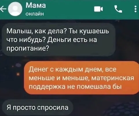 Мамина финансовая поддержка