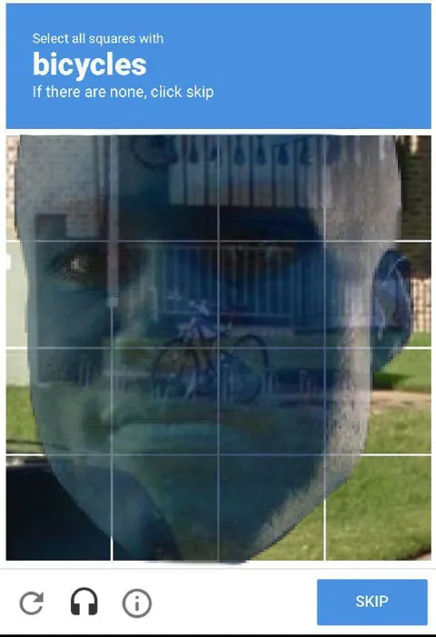 Bicycle Hidden in Beard CAPTCHA