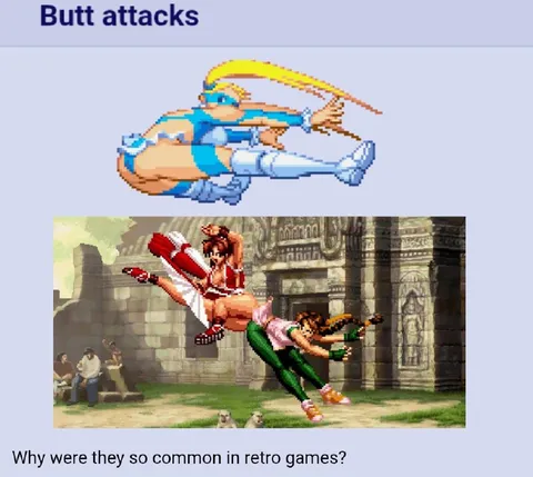 Butt attacks in retro games