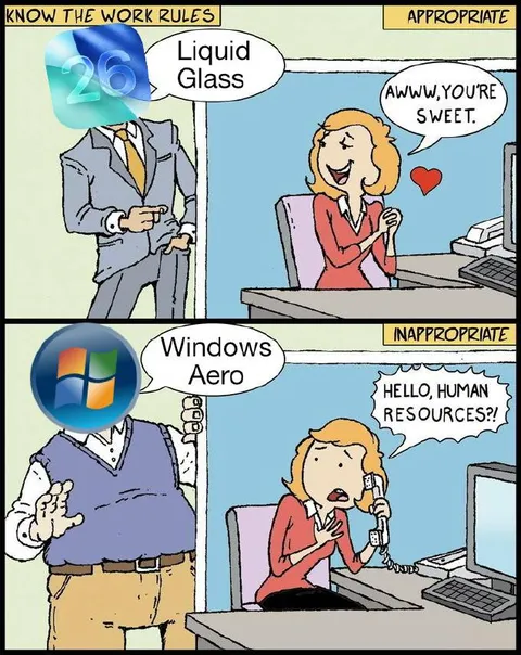 Liquid Glass Versus Windows Aero
