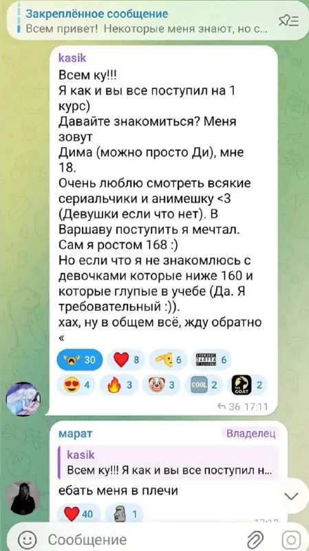 Самоуверенный новичок в чате