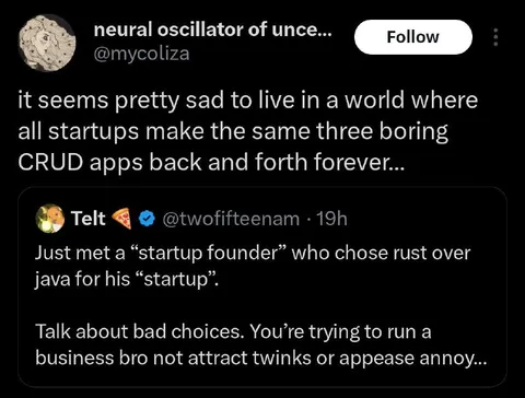 Rust Over Java Startup Founder