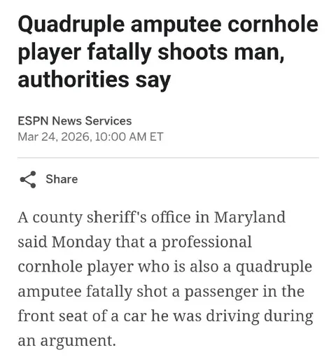 Quadruple Amputee Cornhole Player