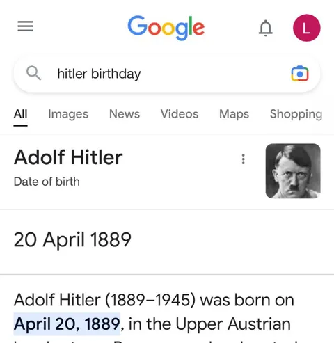 Hitler Birthday Search Result