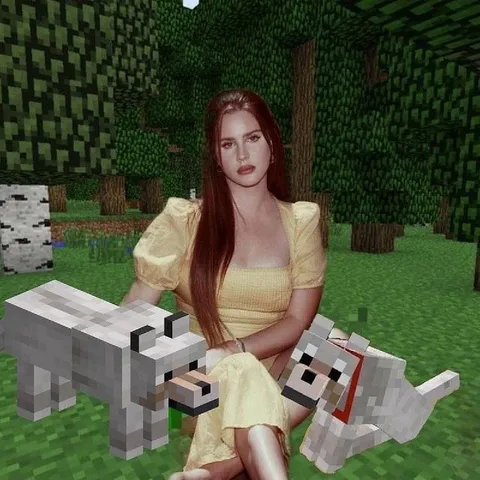 Девушка и волки в Minecraft