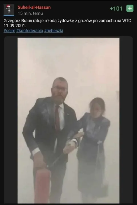 Grzegorz Braun ratuje kobietę