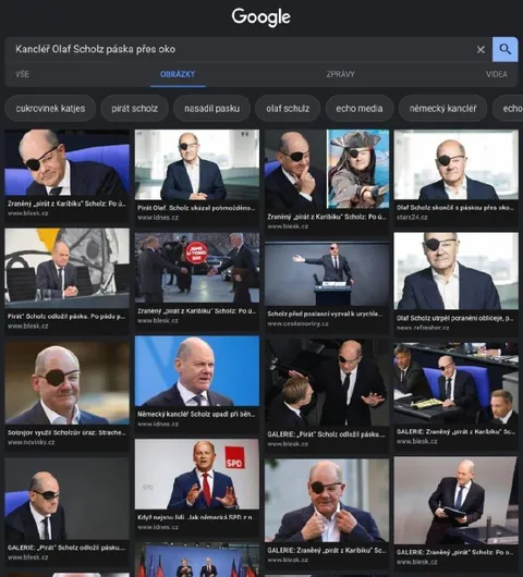 Olaf Scholz s páskou přes oko