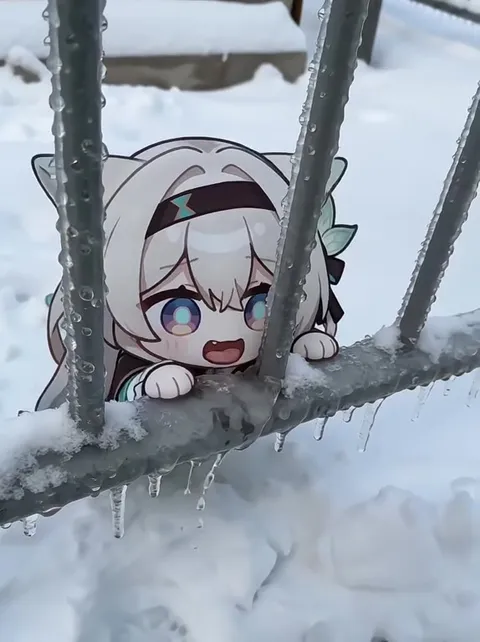 Котодевочка лижет сосульку