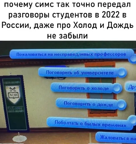 Симс точно передал разговоры студентов