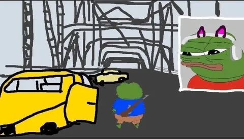 Пепе на дороге под дождём